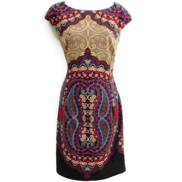 Maggy London Dresses & Skirts - Maggy London Sheath Dress Damask Lined Stretch 14